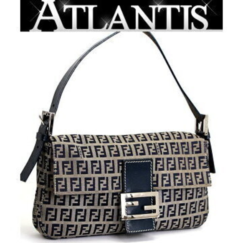 Fendi Mamma Bucket Zucchino shoulder bag Navy Blue canvas leather